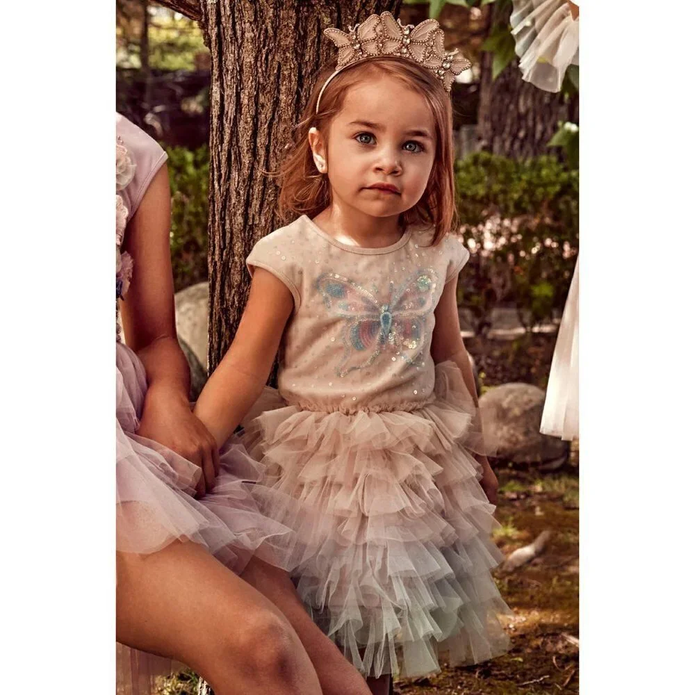 TUTU DU MONDE Bebe Infant Bloom Butterfly Tutu Dress in Nougat Mix Size 0-3 Mos